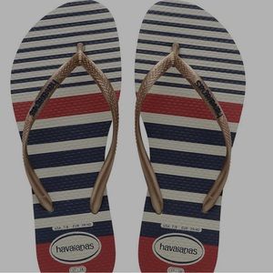 HAVAIANAS WHITEROSE GOLD FLIP FLOPS SIZE 9/10